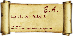 Einviller Albert névjegykártya